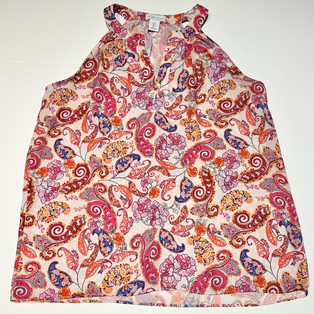 Women’s Bright Paisley Print Short-Sleeve Top